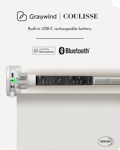 Graywind Smart Roller Shades 100% Blackout Window Blinds with APP Control Customized Automatic Shades for Home and Office(29" Wx72 H,White)