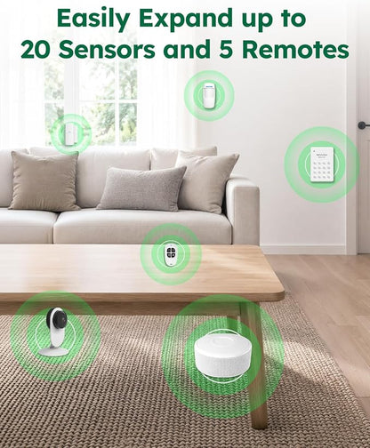 WiFi Alarm System for Home Security, DIY, No Monthly Fee, App Alerts | 120db alarm, 8-Hour Backup Battery, Instant App Alerts, DIY Installation, Expandable Home Protection, for window door alarm