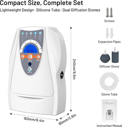 Ozone Machine Generator, Multifunctional with Timer, 500mg/h Portable Ozone Machine for Home, Kitchen, Office, Cleaning Water, Fruits and Vegetables——White