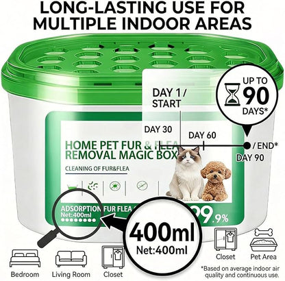 Home Pet Fur & Odor Removal Magic Box, Portable Pet Hair Remover & Odor Eliminator, 360° Cleaning Coverage for Sofa Carpet Bed, Ideal for Home Bedroom Living Room Pets Areas (2)