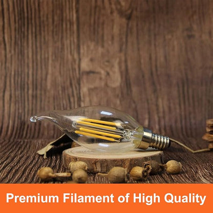 CA11 Chandelier Dimmable Light Bulbs 2700k Warm White 6W 120V, 12 Pack High Output CA11 60 Watt Candelabra Base Bulbs Led, No Flicker CA 11 LED Light Bulbs with E12 Base for Indoor Lighting.