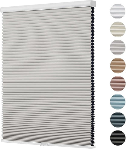 Changshade Custom Cellular Shades Blackout Blinds Cordless for Indoor Windows, Room Darkening Light Blocking Black Out Honeycomb Blinds for Living Room, Bedroom, Bathroom, Grey