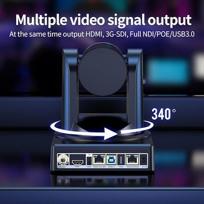 Full NDI Camera 20X Optical Zoom PTZ Camera with HDMI/SDI/USB3.0/POE IP HD 1080p60 for Live Streaming,Video Conferencing and Church Events, Compatible with vMix/Zoom/OBS(Full NDI Non-HX2 HX3)
