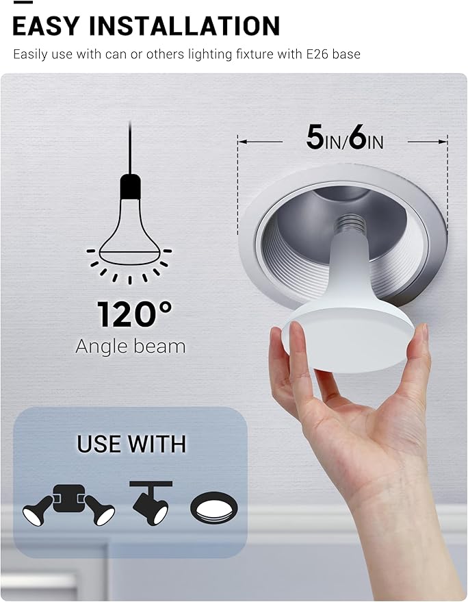 JandCase Christmas Light Bulbs, Red BR30 Flood Light Bulb, 11W(100W Equivalent) LED Recessed Light Bulbs, 900lm, Non-Dimmable, E26 Base, 2 Pack,Christmas Decor