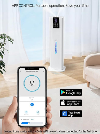 8L Smart Humidifiers for Bedroom Large Room, 2.1Gal Cool Mist Top Fill Diffuser Ambient Light, App & Remote Control, 3 Mist Modes, Quiet Humidifier for Home Office Plant