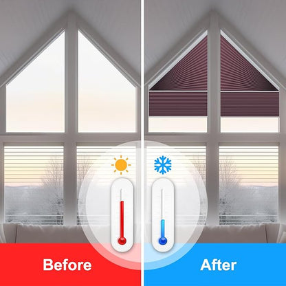 Godark Smart Angled Customized Blackout Honeycomb Blinds Suitable for Trapezoidal/Triangular/Polygonal Windows Motorized Cellular Shades Compatible with Alexa/Google Home/Tuya APP-Maroon