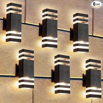 6 Pack Outdoor Lights, 14W IP65 3000K 1100LM Warm White Porch Lights, Aluminum for House Porch Patio Garage
