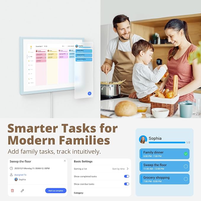 Dragon Touch 10.1-inch Digital Calendar Wall & Desk Chore Chart with Dual Swappable Snap Frames Smart Family Planner, Digital Picture Frame for Mom, Women, Christmas & Weddings