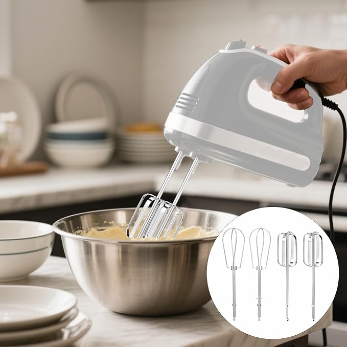 4pcs Hand Mixer Beaters Attachment for MX600B MX3200B MX600R MX1500W MX610B | Stainless Steel Hand Mixer Beaters Attachments Whisk Replacement for MX Series Electric Hand Mixers for Cooking and Baking