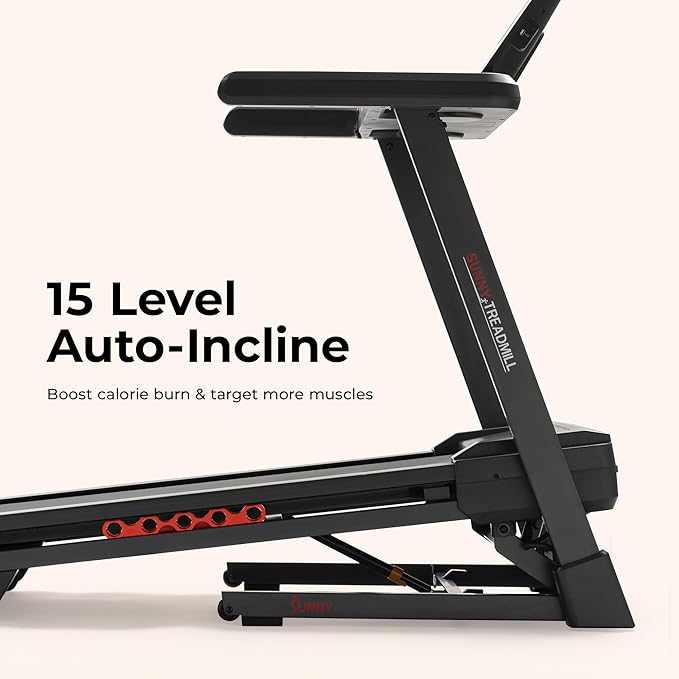 Sunny Health & Fitness Exercise Treadmills Double Deck Sizes and Incline Features with Bluetooth & SunnyFit App