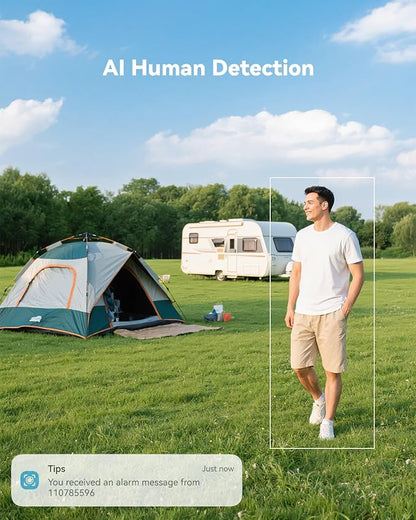 COCOCAM 4G Portable Magnetic Cellular Security Camera Wireless,2K Indoor/Outdoor Camera for RV/Camping/Travel, 300°Pan,10000Ahm Battery, PIR&AI Human Detection,IP66, Built-in SIM Card (NO WiFi)