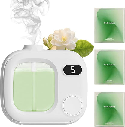 Waterless Essential Oil Diffuser - Smart Essential Oil Diffuser for Large Rooms Bathrooms Hotels and Offices Cordless 360° Aroma Diffuser with 5 Mist Levels Perfect for Home and Car