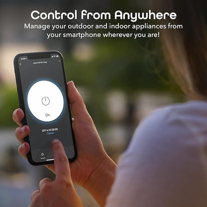Geeni Indoor/Outdoor Smart Plug Weatherproof, 1 Socket Wireless Remote Control and Timer –Works with Alexa, Google Assistant, Requires 2.4 GHz WiFi, Black