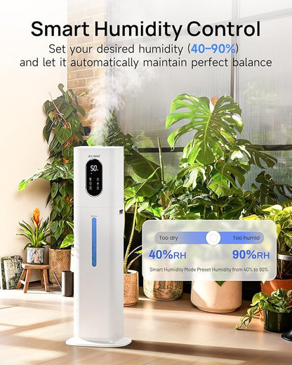 Humidifiers for Bedroom 500 sq ft, 2.1Gal/8L Warm & Cool Mist Humidifier Large Room with Essential Oil Diffuser, Large Room Humidifiers for Home Baby Nursery Office Plants, White