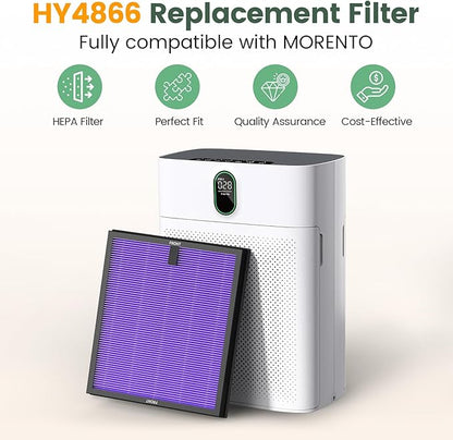 HY4866 Multifunction Replacement Filters Compatible with MORENTO HY4866, WESTHEY HY4866, YIOU M1 Air Purifier, 3-in-1 Replacement Filter for large room kitchen, Multifunction Version, 2-Pack