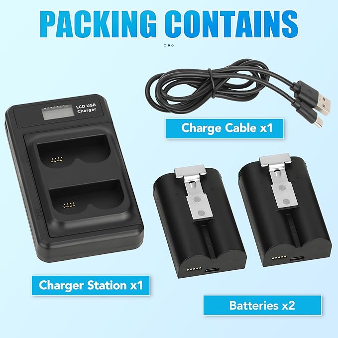 2Pack 7200mAh Replacement Battery with Charger Station for Ring-Doorbell Camera 2/3/3 Plus/4, Spotlight & Stick Up Cam, Rechargeable Upgraded Lithium Li-ion Batteries 3.65V (2Pack 7200mAh+LED charger)