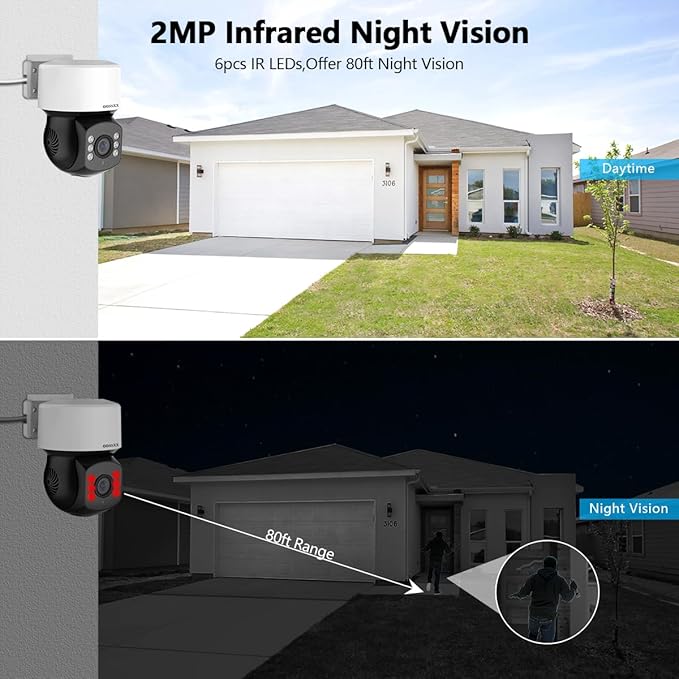OOSSXX PTZ Full HD HD-Wired Outdoor Security Camera System Indoor House Dome PTZ 360 Camera Home DVR Systems Video Surveillance CCTV Cameras