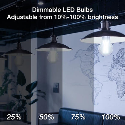 DAYBETTER 12 Pack A19 Vintage LED Edison Bulbs, 60W Equivalent Dimmable LED Bulbs, High Brightness 5000K Daylight, 800 Lumens, 8W E26 Standard Base, Ultra-Bright, CRI80+, Clear Glass Filament Bulb