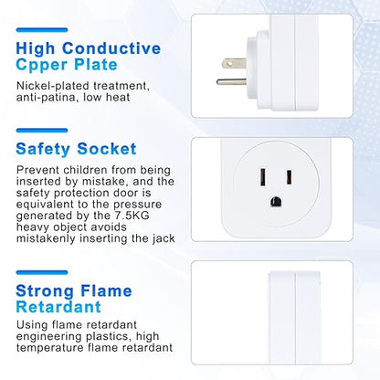Countdown Timer Socket, 1800W Intelligent Programmable Switch Surge Protector Plug Timer Outlet, 10h Light Timers for Lamps Indoor with Dual USB Port