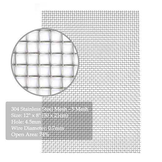 TIMESETL 3 Pcs Stainless Steel Woven Wire 5 Mesh - 12" x 8"(30x21cm) Metal Security Guard Garden Screen Cabinets Mesh