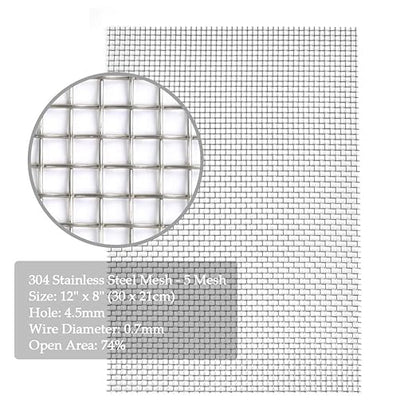 TIMESETL 3 Pcs Stainless Steel Woven Wire 5 Mesh - 12" x 8"(30x21cm) Metal Security Guard Garden Screen Cabinets Mesh
