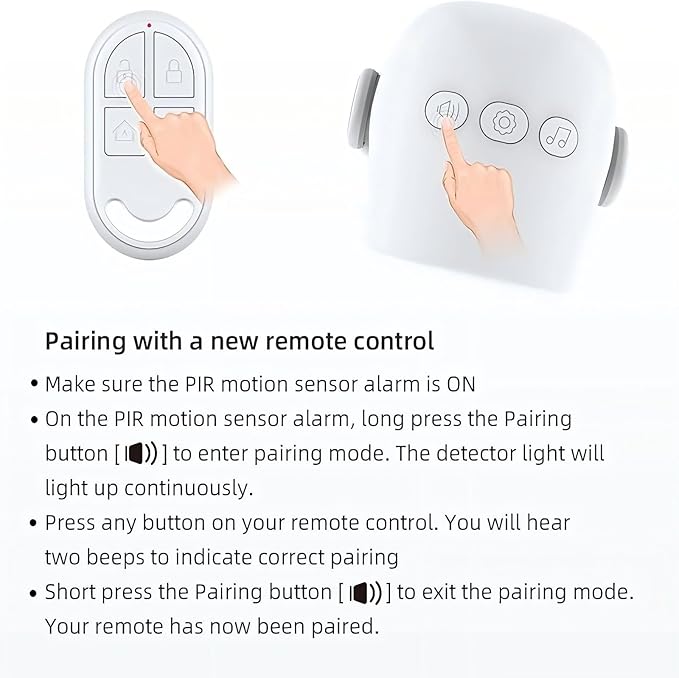 LUCKYDEER Remote Control Compatible with The LUCKYDEER CP2 Motion Sensor Alarm, CP7R Door Alarm for Kids, CP8 & CP9 Home Security System (White)