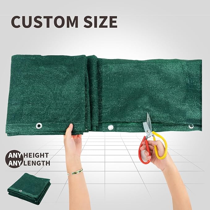 LOVE STORY Custom Size 3'x29' Dark Green Balcony Privacy Screen,UV Block Privacy Fence Screen,90% Shield for Outdoor Pool Garden Apartment Railing