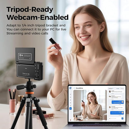 Digital Camera 4K for Photography - 64MP Cameras for Video - 180°Flip Screen Compact Cámara - 16X Zoom Photo Camera Gifts for Teens Ages 8-18 - Point and Shoot Digital Cameras for YouTube Vlogging
