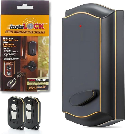 Smart Remote Door Lock for Existing Deadbolt - Installs in 30 Seconds - Enjoy Automatic Keyless Entry with Tool Free Installation - Includes Conversion Kit and Two Wireless Remotes (Bronze)