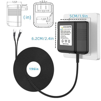 Black Video doorbell Special Power Transformer,18V500MA doorbell Power Adapter, Compatible with Ring, Nest, Eufy, Wyze, Arlo Wireless Video doorbell (with 196in Cable)