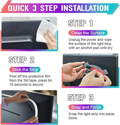 Upgraded Brackets Set for Philips Hue Play Gradient Light Strip, LED Light Strip Mounting Clips Kit with Strong 3M Adhesive, Compatible with 55" 65" 75" Hue TV Lightstrip 6 PCS Holder Set