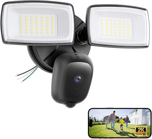 Onforu 2K Hardwired Floodlight Camera, 3500LM Motion Activated Outdoor Security Camera, 5G/2.4G WiFi Color Night Vision | 2-Way Audio | Siren | 24/7 Recording | IP65 Weatherproof | Works with Alexa