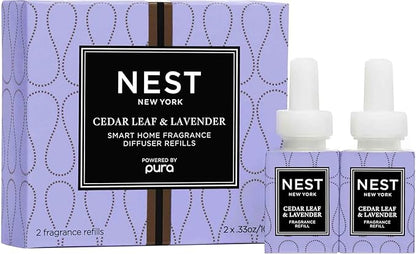 NEST New York Smart Home Fragrance Diffuser Refill Smart Vials, Cedar Leaf & Lavender - Set of 2 - Designed for NEST x Pura 3 and NEST x Pura 4 Diffusers - Cruelty Free, Vegan