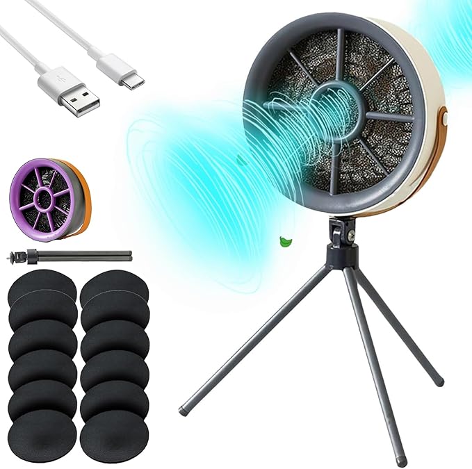 Smoke Away Purifier Fan, Portable Smoke Air Purifier Fan with 12 PCS Activated Carbon Filter Cotton, Can Be Hung and Stood, Type-C Charging, White