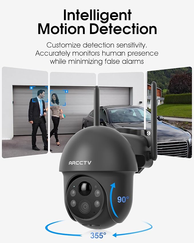 ARCCTV Solar Security Cameras Outdoor Wireless WiFi 4MP 2.5K Grey(4 Pack)
