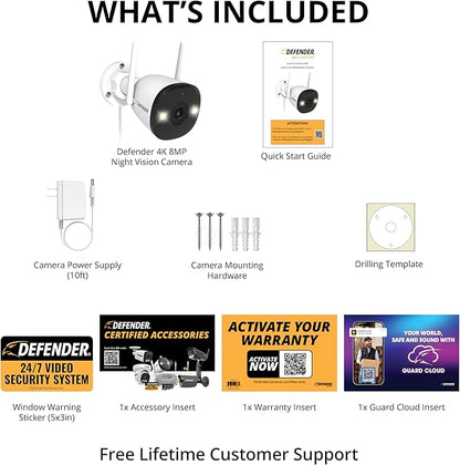 Defender AI Powered 4K Guard Pro 8MP WiFi 6/Bluetooth, Plug-in Power Wireless Security Camera Outdoor - Camera for Home Security with Smart AI Human Detection, Two-Way Talk, Works w/Guard App