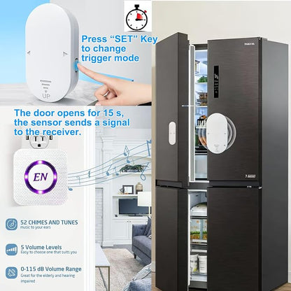 Wireless Door Chime Alarm When a Door Opens,Door Alert for Home,Kids Safety | The Sensor with On/Off Switch, 500 FT Range, 58 Ringtones, 5 Adjustable Volume. Alarm for home business