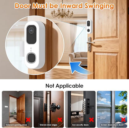 Anti-Theft Doorbell Mount for Arlo Video Doorbell 2K (2nd Gen), Arlo Camera Mount Easy No-Drill Mounting Bracket, Weatherproof Protection for Arlo Doorbell Camera, Ideal for Homes Apartments Rentals