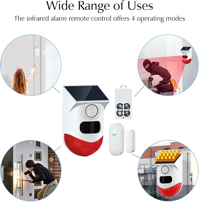 Yasorn RF Infrared Door Alarm with Remote Control - 120dB Loud Siren, 12m/110° Detection Range, IP67 Waterproof - Wireless Security Alarm System for Garage, Farm, Garden & Outdoor Use