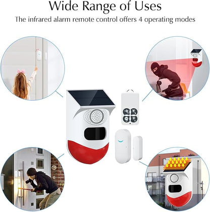 Yasorn RF Infrared Door Alarm with Remote Control - 120dB Loud Siren, 12m/110° Detection Range, IP67 Waterproof - Wireless Security Alarm System for Garage, Farm, Garden & Outdoor Use