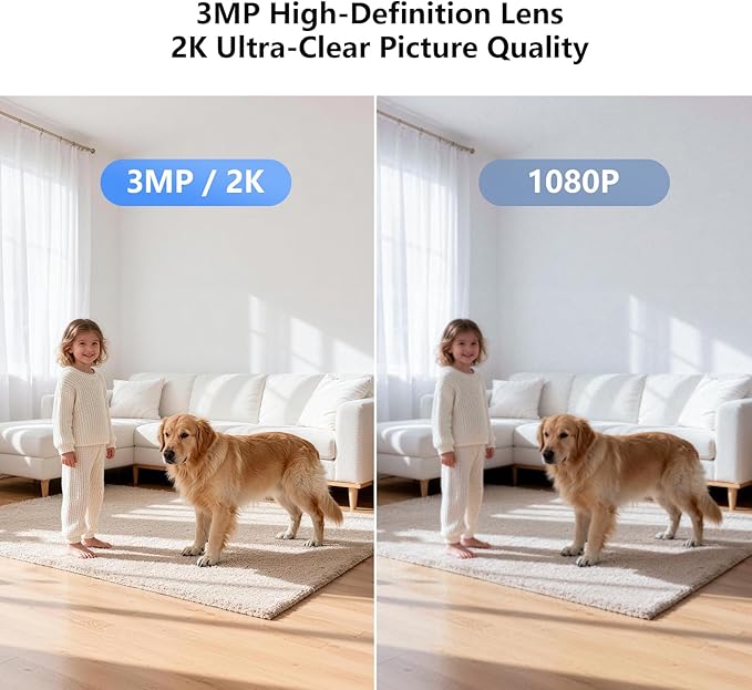 2.4G Pan/Tilt Security Camera, 2K WiFi Indoor Camera for Home/Baby/Pet, Color Night Vison, Human Motion Detection, 24/7 Recording, 2-Way Audio