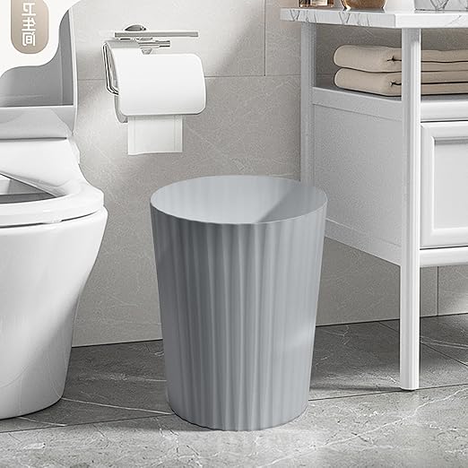 Small Platic 2 Gallon Trash Can - Compact Wastebin for Bathroom, Kitchen, Office, Home Use - Grey