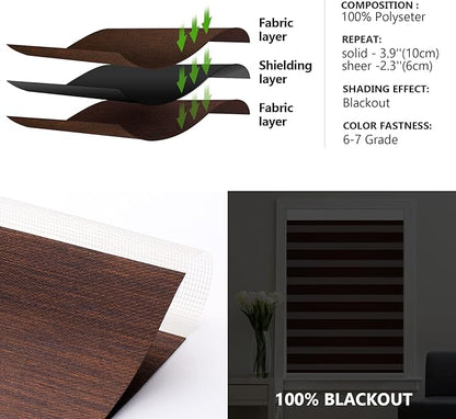 ZSTARR Motorized Blackout Window Blinds Customize Width(25-93 in) Remote Control Wireless Roller Shades Blinds for Windows, Office,Home, Hotel, Club, HD164 Dark Brown