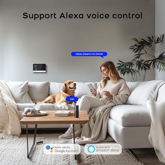 PGST Home Security System,Expandable Wireless Alarm System with Door/Window Sensor,Motion Detector,App Control,Compatible with Alexa and Google Assistant,No Monthly Fee for Villa,Apartment(24 Pieces)