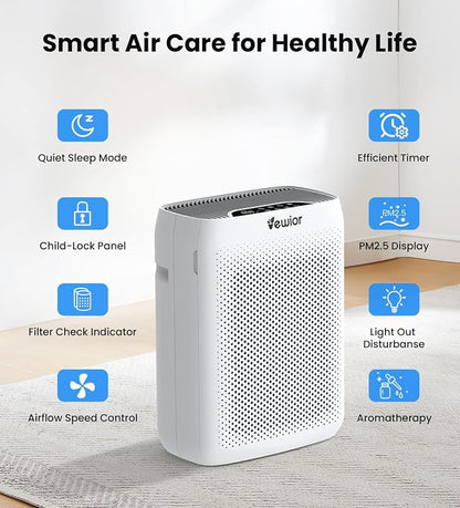 VEWIOR Air Purifiers with Washable Filter for Home Large Room Up to 3000ft²
