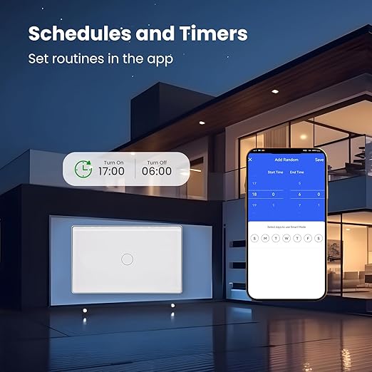 Smart Switch Aluminum Frame,2.5D Glass Panel,4.65 X 2.83 X 1.26 Inches,Need Neutral Wire,2.4GHz WiFi,Work with Tuya/Smart Life,App/Voice Control,White 1 Button
