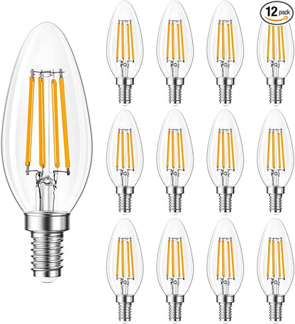 Qingmiao B11 E12 LED Candelabra Bulbs Dimmable 4W(40 Watt Equivalent), Chandelier Light Bulbs 400lm, 3000K Soft White, Ceiling Fan Bulbs for Candle Light, Home Decor, Wall Lamps, Table Lamps, 12 Pack