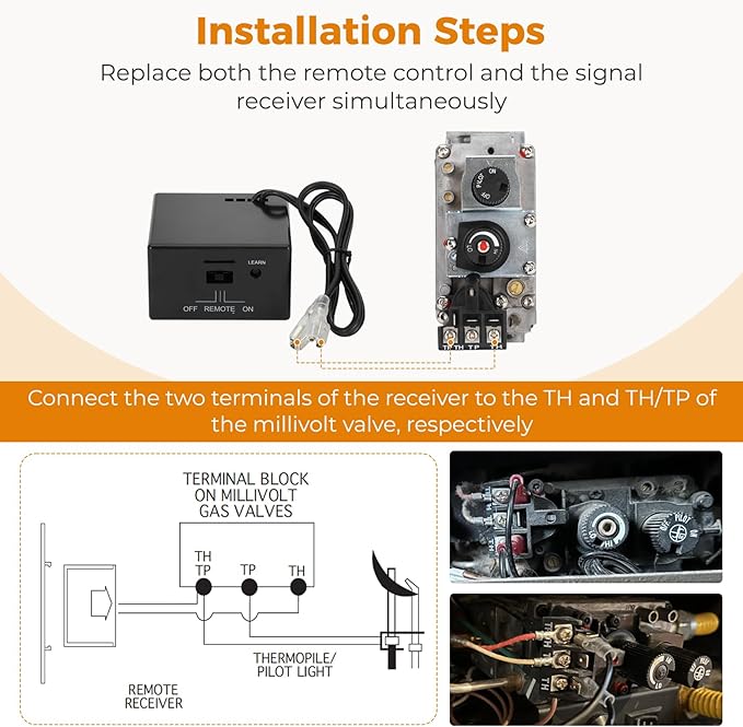 Universal Smart Fireplace Remote Control, Fit for skytech 1001 3301 5301 5320 Smart-BATT,superior TSRC,acumen RCK,Touch Screen-Timer Control-Thermostat Control-Child Protection,Control Millivolt Valve