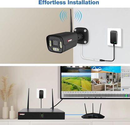 8 Channel WiFi Security Camera System, 8X 3MP Plug-in Wired Outdoor Indoor Cameras, H.265 NVR Camera System with 2-Way Audio, Face/Motion Detection, Color Night Vision, Dual Alarms, Smart Playback
