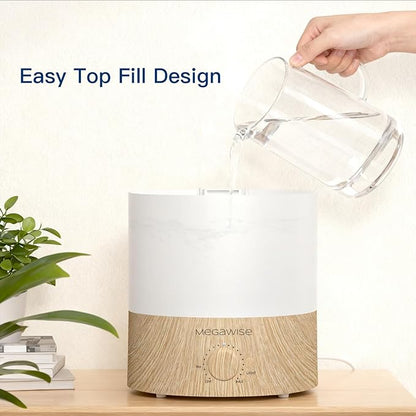 MEGAWISE 2 Pack1.8L Cool Mist Humidifier 2-Pack with 7 Color LED Lights, Adjustable Mist, Quiet Ultrasonic Humidifiers for Bedroom & Home